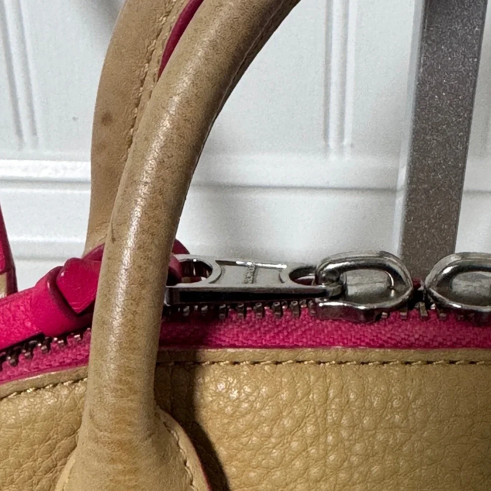 Coach Bleecker Mini Preston Satchel Camel Leather Crossbody Pink Edgepaint